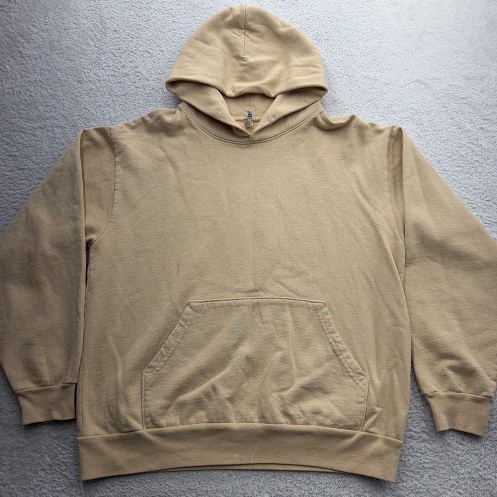 Los Angeles Apparel Mens 14oz Heavy Fleece Hoodie Tan Beige HF09 L Made in USA